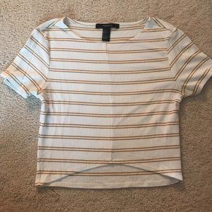 White Striped Crop Top